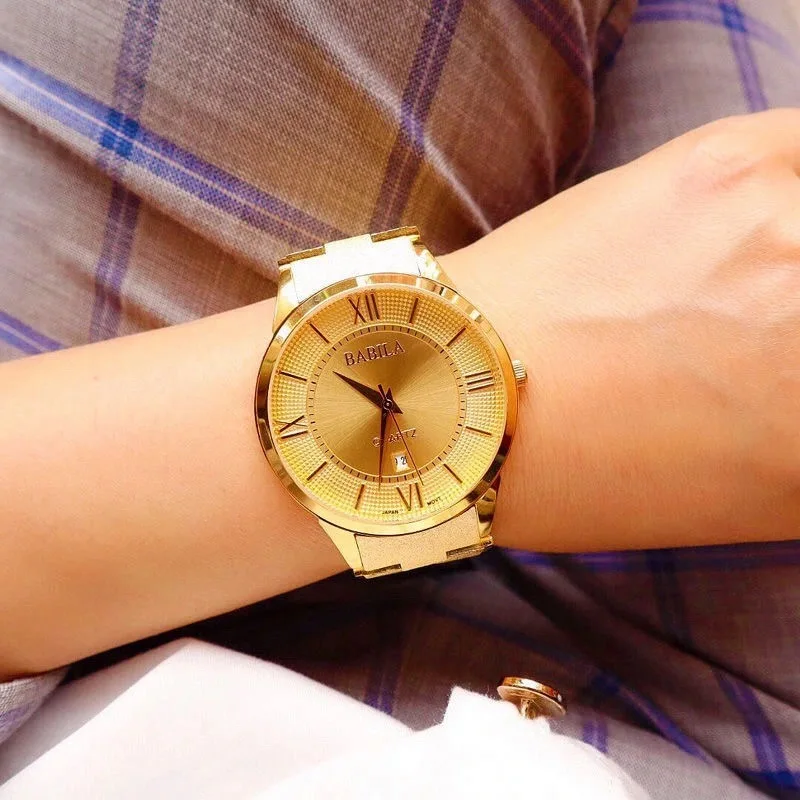 

Новинка 2021 высококачественные мужские часы с латунным ремешком не выцветают стальной ремешок Позолоченные Кварцевые часы с календарем Зол...
