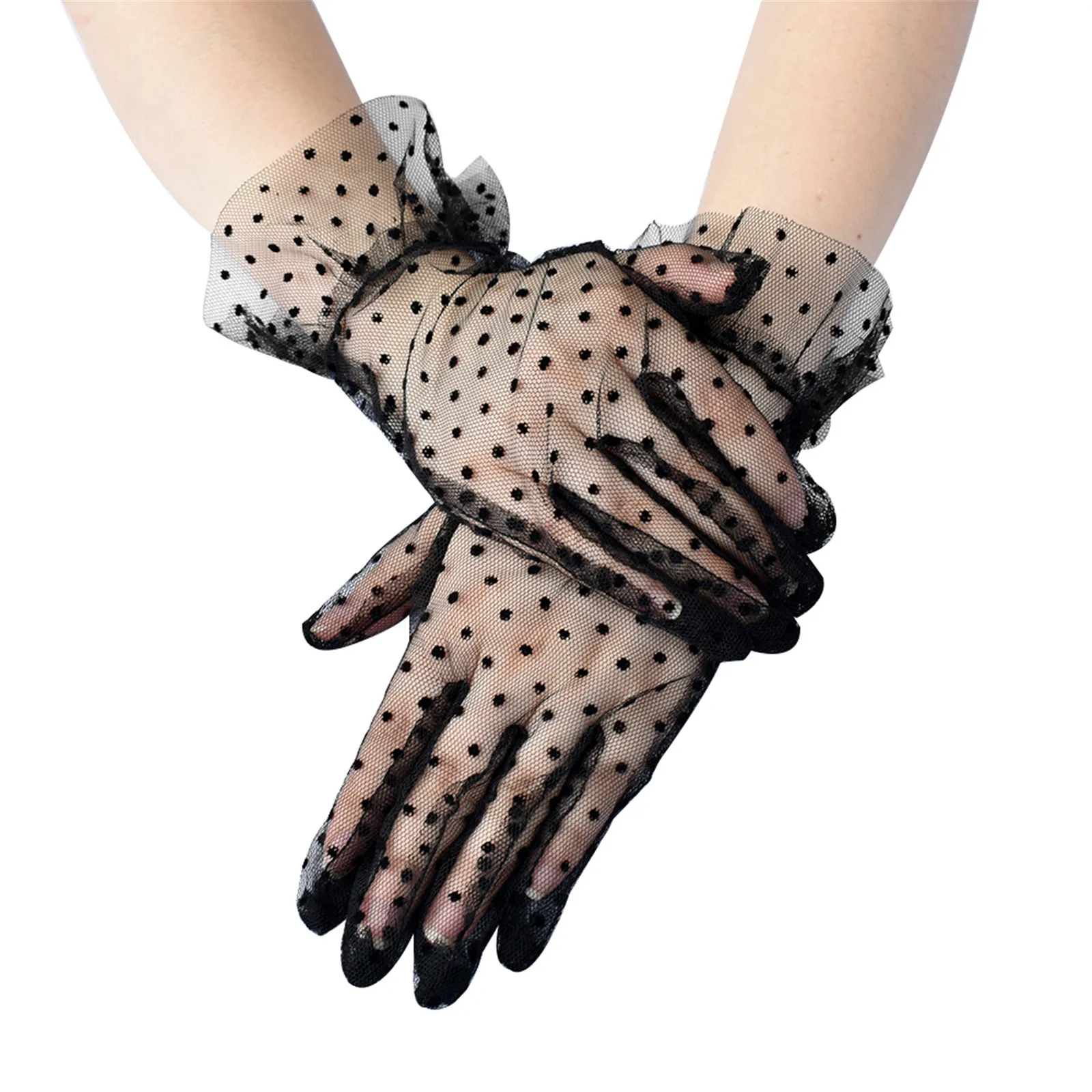 Summer Women Thin Short Tulle Gloves Stretchy Lace Spots Sheers Flexible Accessories Full Finger Silk Short Gloves 1 Pair
Summer Women Thin Short Tulle Gloves Stretchy Lace Spots Sheers Flexible Accessories Full Finger Silk Short Gloves 1 Pair
