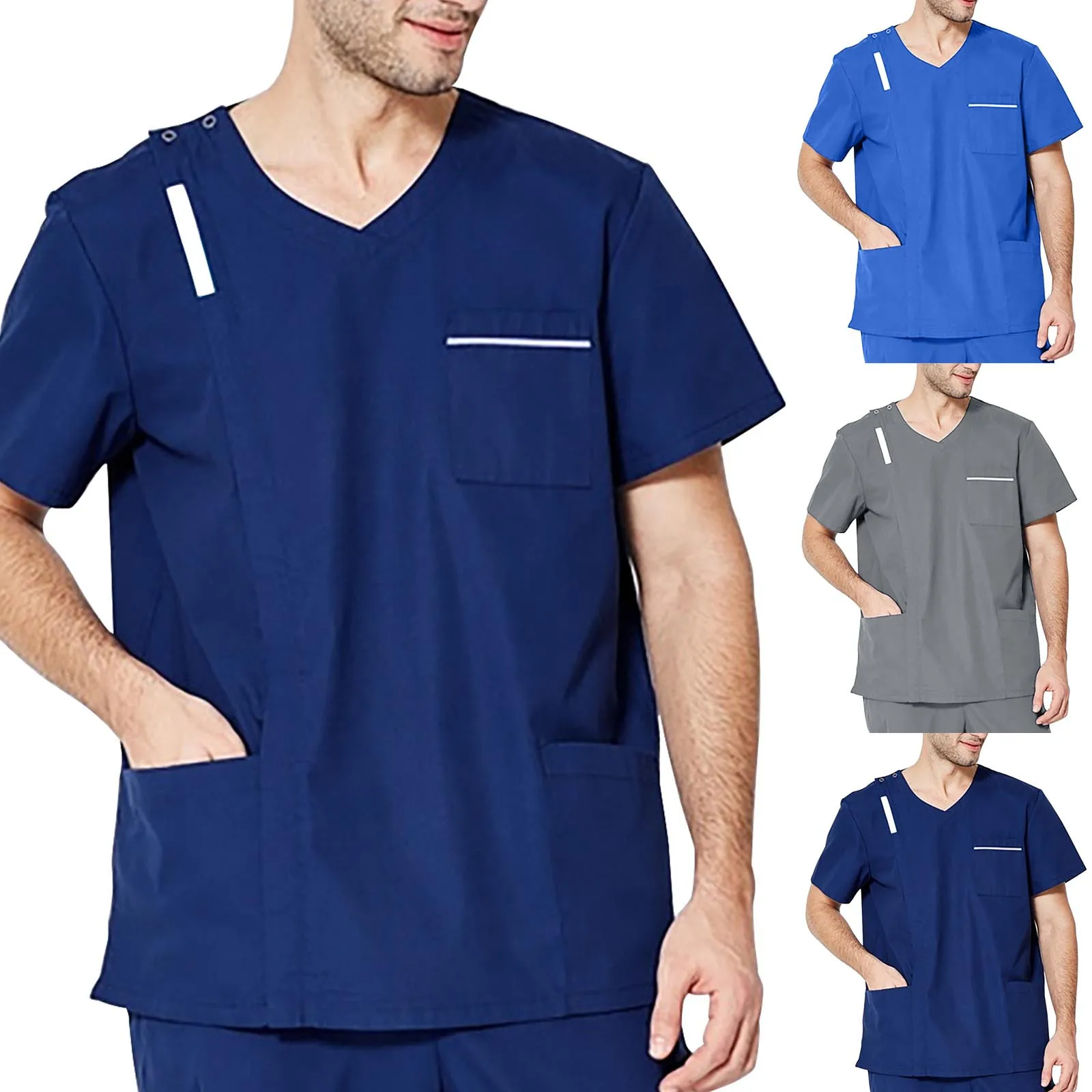 Summer Nursing Scrubs Clothes Top Men Nurse Uniform Male Solid Clothing Hospital Staff Work Wear Beauty Salon Uniforms A20 
Summer Nursing Scrubs Clothes Top Men Nurse Uniform Male Solid Clothing Hospital Staff Work Wear Beauty Salon Uniforms A20