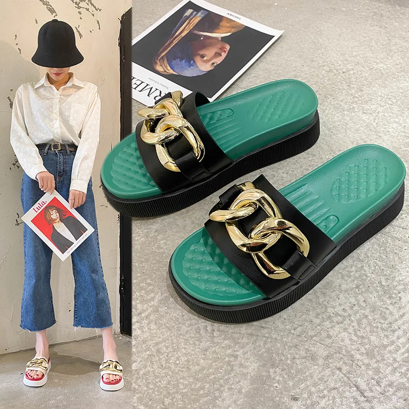2021 Hot Sale Women's Slippers Golden Chain Lady Sandals Classic Beach Summer Shoes Plus Flip Flops New
2021 Hot Sale Women's Slippers Golden Chain Lady Sandals Classic Beach Summer Shoes Plus Flip Flops New