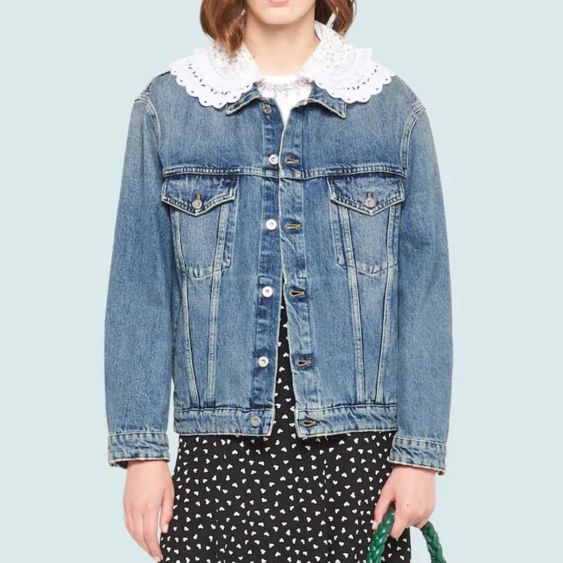 Jean Jacket with Cotton Collar Jacket Jeans Women 2020 New Removable Lace Doll Collar Denim Coats
Jean Jacket with Cotton Collar Jacket Jeans Women 2020 New Removable Lace Doll Collar Denim Coats