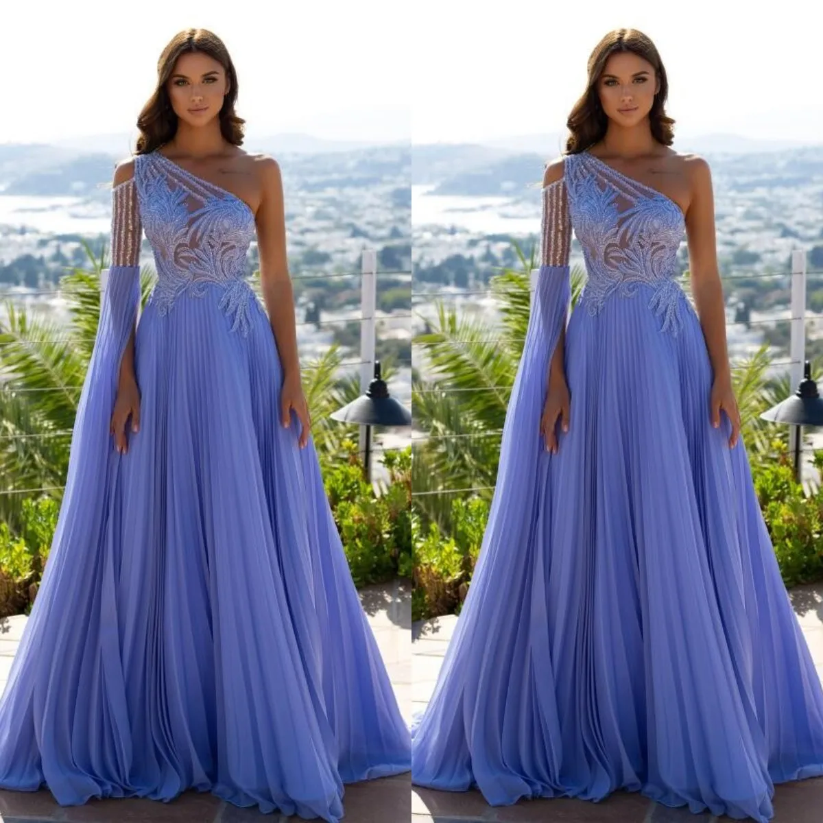 

Lavender 2022 A Line Prom Dresses One Shoulder Long Beading Appliqued Women Formal Evening Party Pageant Gowns Plus Size