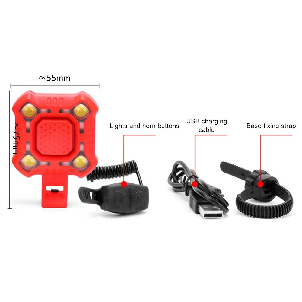 140 DB Bike Bell 4 Lamp Cycling Light Electric Horn Waterproof USB Charging Loud Alarm Security Bicycle Bell
140 DB Bike Bell 4 Lamp Cycling Light Electric Horn Waterproof USB Charging Loud Alarm Security Bicycle Bell