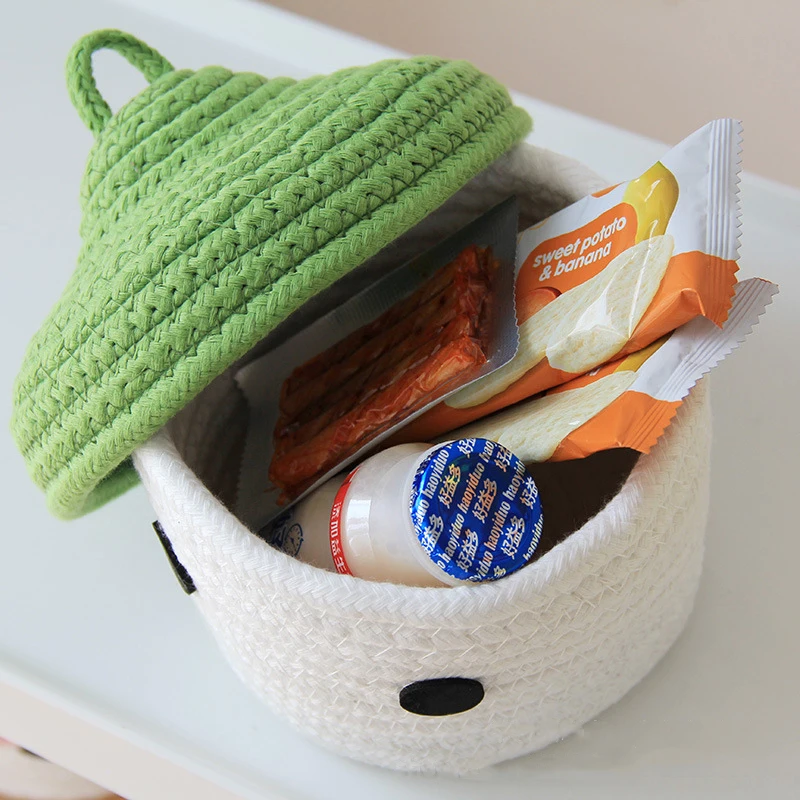 Cute Cartoon Cotton Rope Storage Basket Small Storage Basket for Cosmetic Toys Desktop Sundries Organizer Box with Lid
Cute Cartoon Cotton Rope Storage Basket Small Storage Basket for Cosmetic Toys Desktop Sundries Organizer Box with Lid