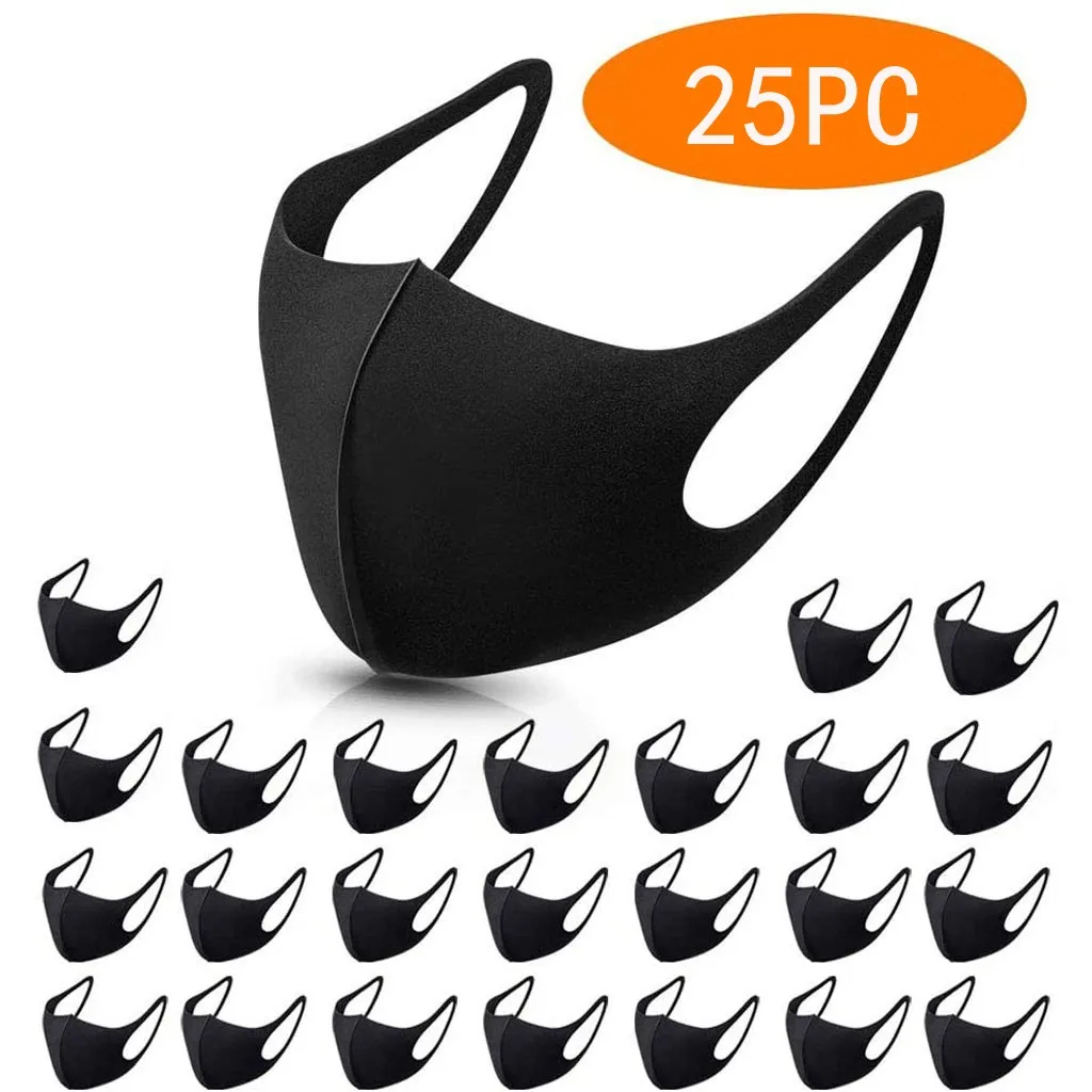 

25 Pcs Cotton Black Ski Fasemask Reusable Fashion Washable Ski Fase Maksk For Germ Protection For Adults Breathable winter mask