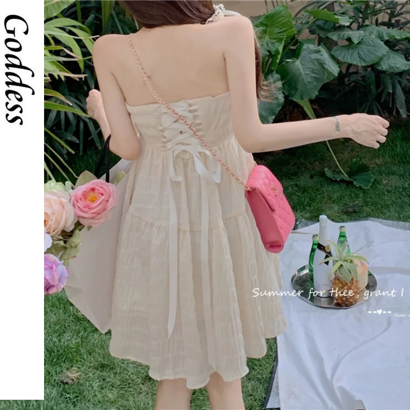Summer 2021 Sexy Elegant Strap Dresses Women Sleeveless Designer Sweet Solid Party Dresses Backless French Retro Beach Dresses
Summer 2021 Sexy Elegant Strap Dresses Women Sleeveless Designer Sweet Solid Party Dresses Backless French Retro Beach Dresses