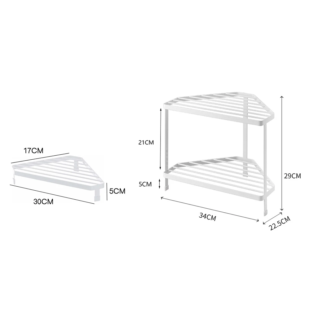 Triangle Storage Rack Kitchen Corner Shelf 2 Layers Pot Shelf Dish Drying Hanger Stove Storage Organizer Kitchen Accessories