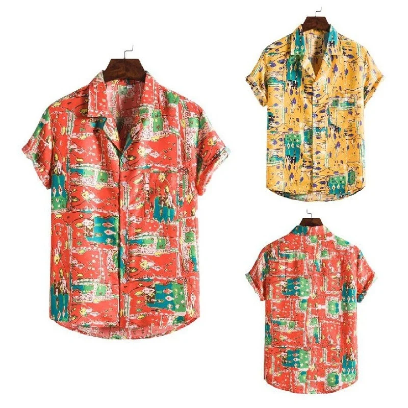 Фото Мужская рубашка с цветочным принтом гавайская - купить