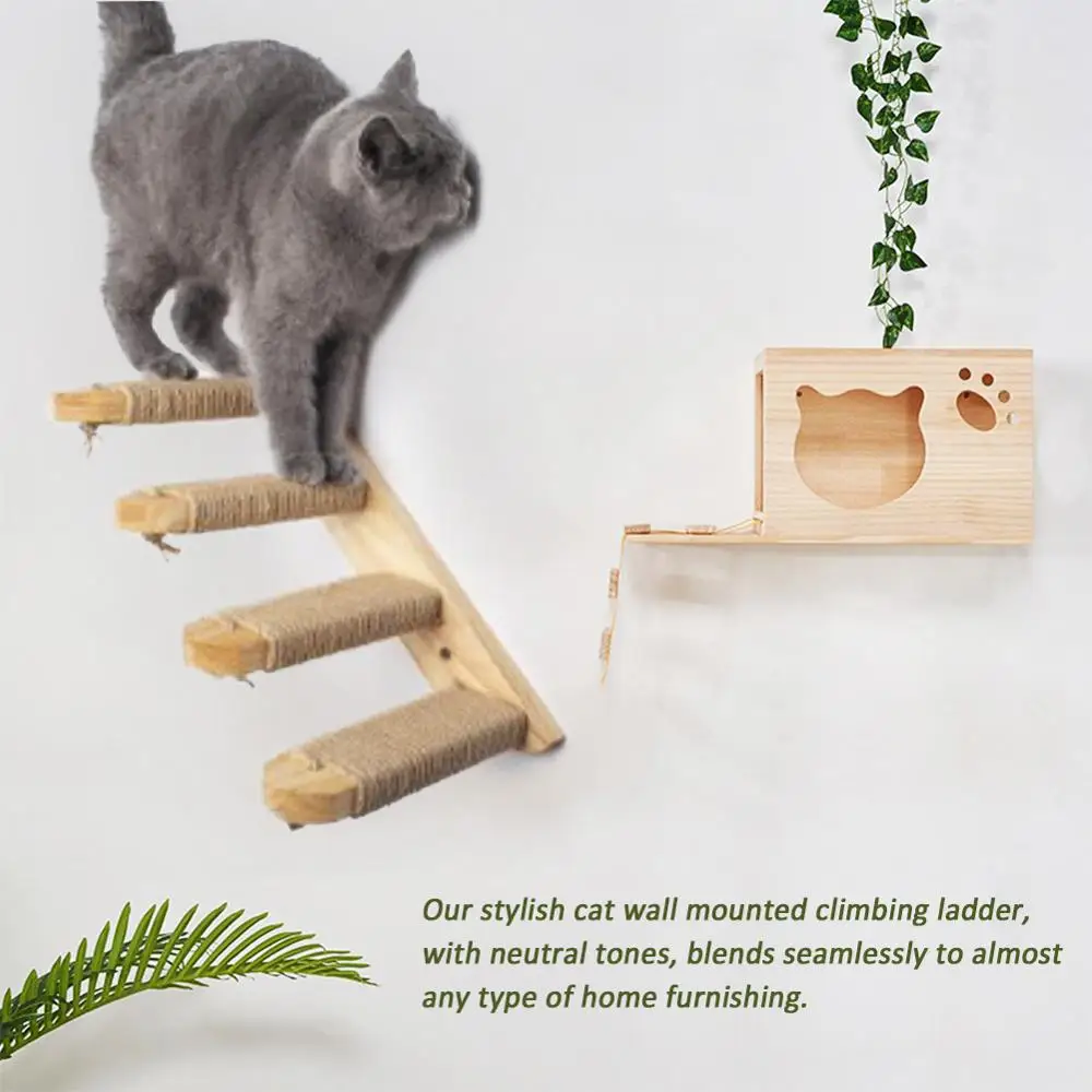 NEW 15.75inch Stairs Frame Anti Slip Easy Install Shelf Play House With Sisal Rope Cat Climbing Ladder Wall Mounted Four Steps 
NEW 15.75inch Stairs Frame Anti Slip Easy Install Shelf Play House With Sisal Rope Cat Climbing Ladder Wall Mounted Four Steps