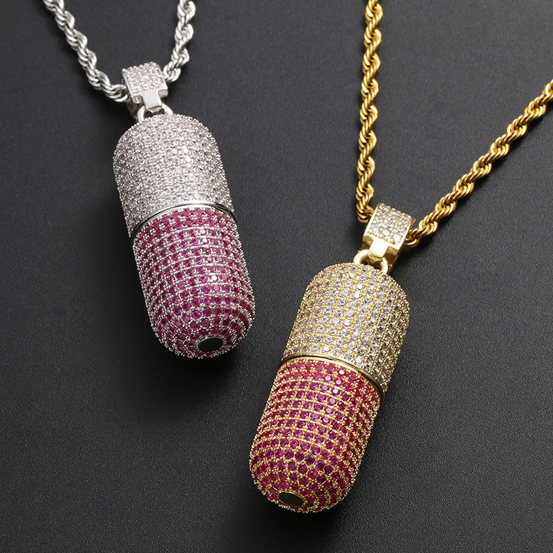 Hip hop color pill copper micro inlaid zircon capsule pendant removable Necklace accessories
Hip hop color pill copper micro inlaid zircon capsule pendant removable Necklace accessories