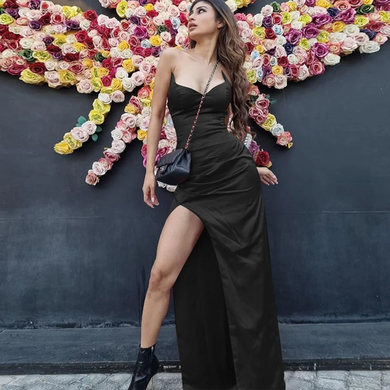 Nightclub Women Dress Black Satin Strapless Casual Dress Slim Tube Top Summer Autumm Ankle Length A-line Dress
Nightclub Women Dress Black Satin Strapless Casual Dress Slim Tube Top Summer Autumm Ankle Length A-line Dress
