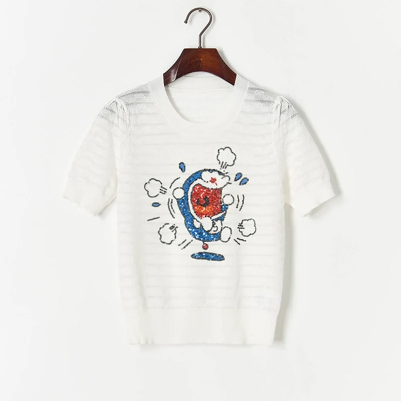 She Beaty Knitted Sweater Pullover Women O-Neck Sequined Cartoon Pattern Casual Short Sleeve Clothes Traf Tops Summer Fashion In
She Beaty Knitted Sweater Pullover Women O-Neck Sequined Cartoon Pattern Casual Short Sleeve Clothes Traf Tops Summer Fashion In