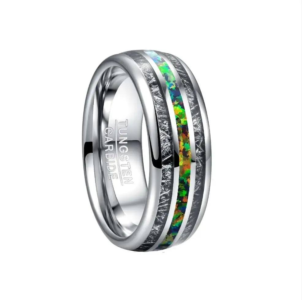 8mm Silver Color Stone Men's Ring Inlaid Black Meteorite Green Opal Wedding Band Engagement Ring Tungsten Carbide Ring
8mm Silver Color Stone Men's Ring Inlaid Black Meteorite Green Opal Wedding Band Engagement Ring Tungsten Carbide Ring