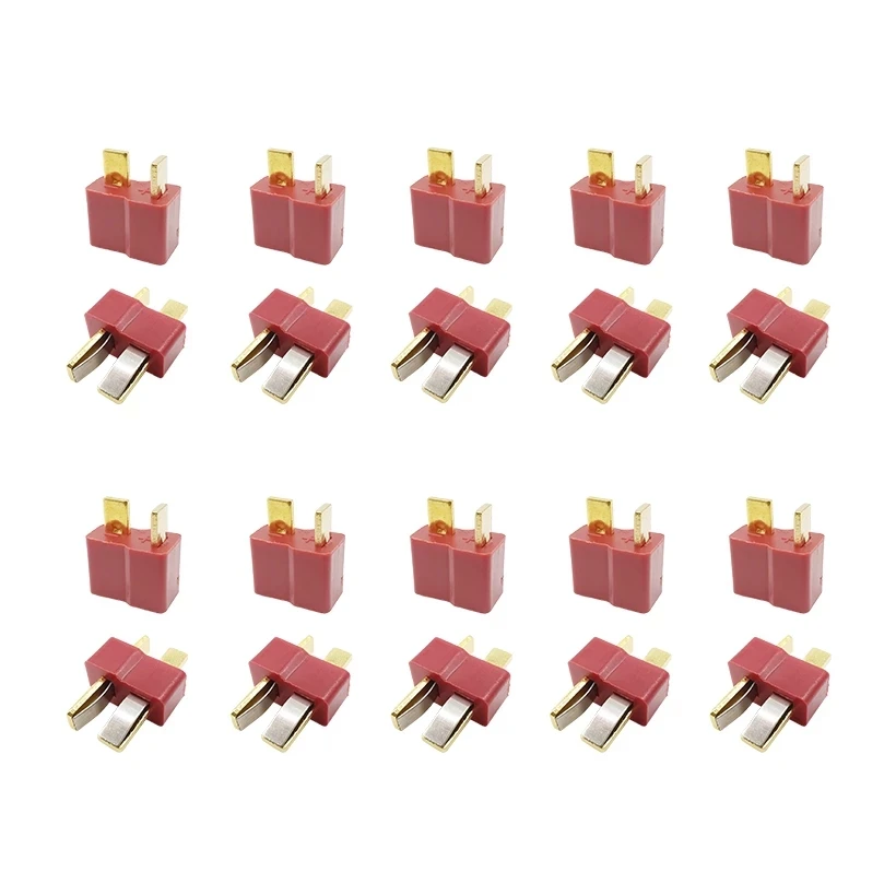 

10/5Pairs Red T Plug Connector Kits T Type Male Plugs & Female Jack Deans Connectors for RC LiPo Battery Helicopter