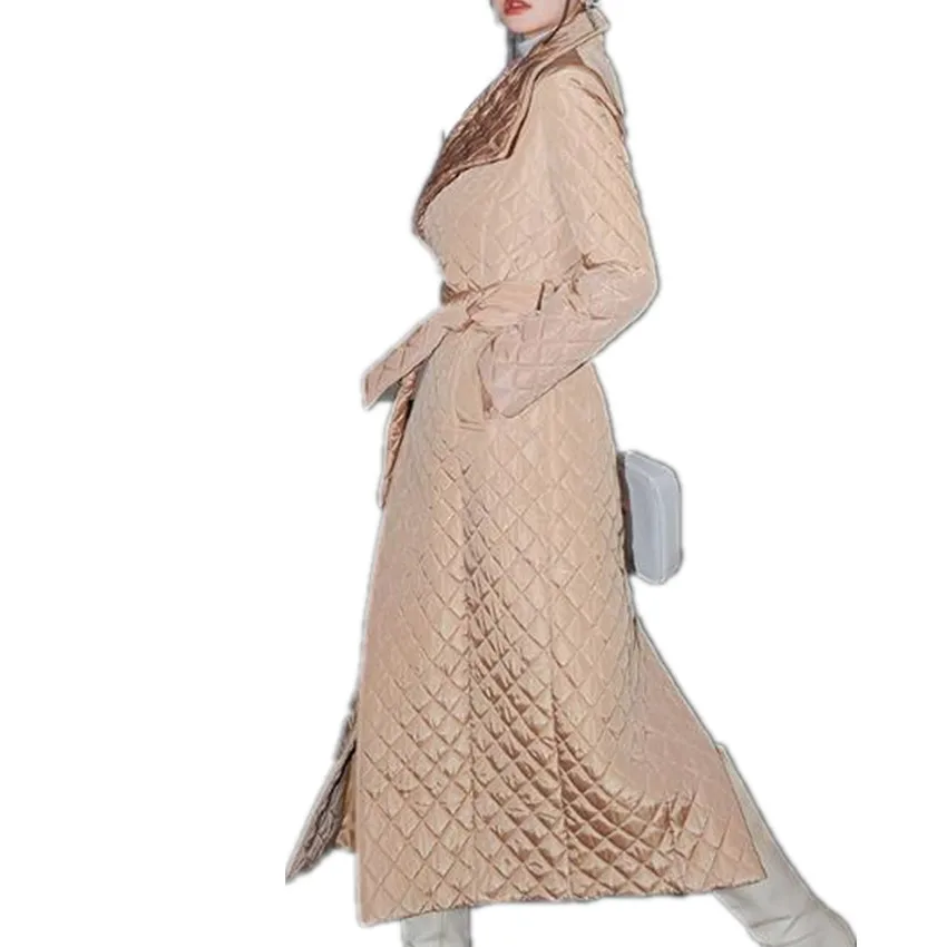 New arrival winter fahsion lattice thick padded coat women stand collar slim waist x-long warm outwear
New arrival winter fahsion lattice thick padded coat women stand collar slim waist x-long warm outwear