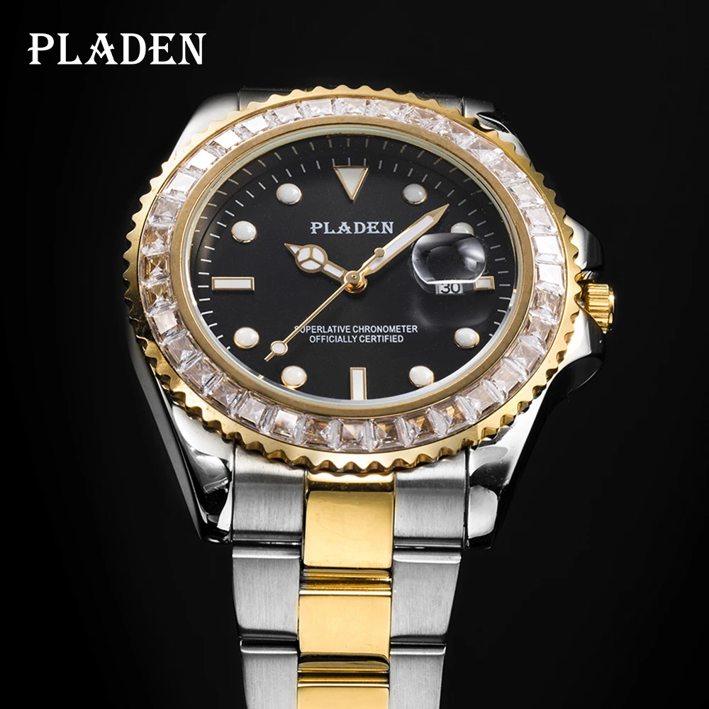 PLADEN Men Watches Gold and Silver Diamond Japanese Movement Quartz Clock Luminous Hands Man Day Date Calendar Relogio Masculino 
PLADEN Men Watches Gold and Silver Diamond Japanese Movement Quartz Clock Luminous Hands Man Day Date Calendar Relogio Masculino