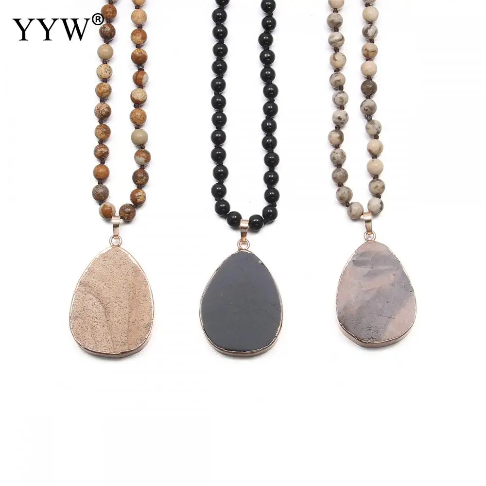 Natural Gemstone Long Necklace Unisex Gemstone Round Bead Fashion Retro Drop Shape Gem Pendant Necklace For Gift 32x47mm
Natural Gemstone Long Necklace Unisex Gemstone Round Bead Fashion Retro Drop Shape Gem Pendant Necklace For Gift 32x47mm