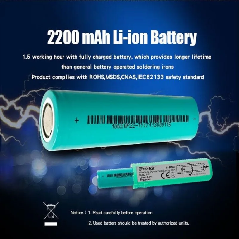Pro'sKit Wireless Power Soldering Iron USB Rechargeable 2200mA Li-ion Battery Fast Heat Up SI-B166
Pro'sKit Wireless Power Soldering Iron USB Rechargeable 2200mA Li-ion Battery Fast Heat Up SI-B166