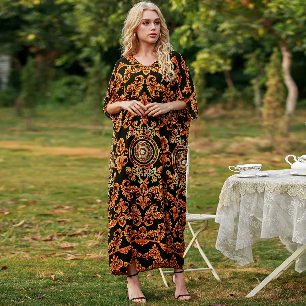 2021 Summer Dress Women V Neck Short Sleeve Retro Floral Printing Vintage Dress Loose Oversized Plus Size Islamic Clothing
2021 Summer Dress Women V Neck Short Sleeve Retro Floral Printing Vintage Dress Loose Oversized Plus Size Islamic Clothing