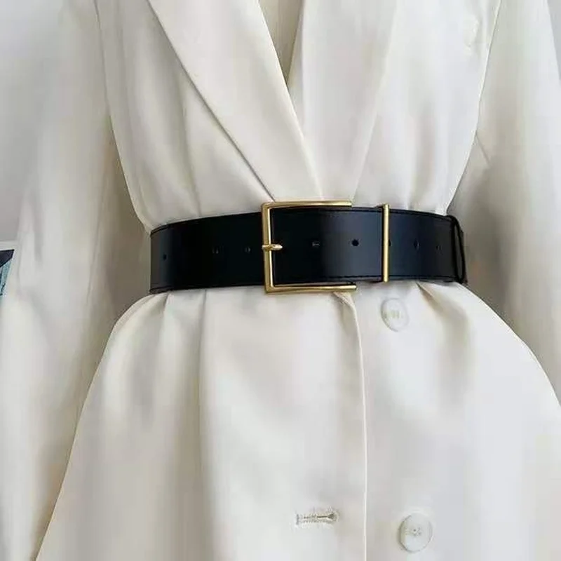 Women's Fashion Black Wide Belt Square Pin Buckle Imitation leather Waist Strap Decorative Coat Dress Simple Dress Waistband
Women's Fashion Black Wide Belt Square Pin Buckle Imitation leather Waist Strap Decorative Coat Dress Simple Dress Waistband