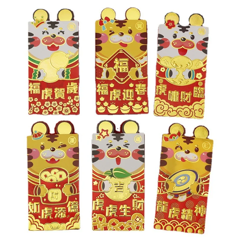 6Pcs/Set New Year 2022 Tiger Money Envelope Red Envelope Chinese Traditional Spring Festival Hongbao for Lucky Money Red Packets 
6Pcs/Set New Year 2022 Tiger Money Envelope Red Envelope Chinese Traditional Spring Festival Hongbao for Lucky Money Red Packets