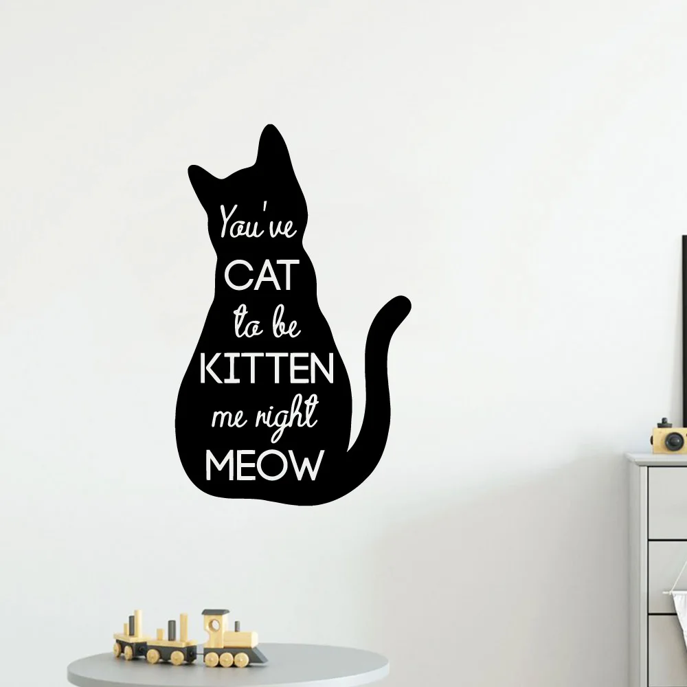 

Наклейки на стену с изображением милого кота, персонализированные креативные наклейки для детской комнаты, Декор, фоновая Наклейка на стен...