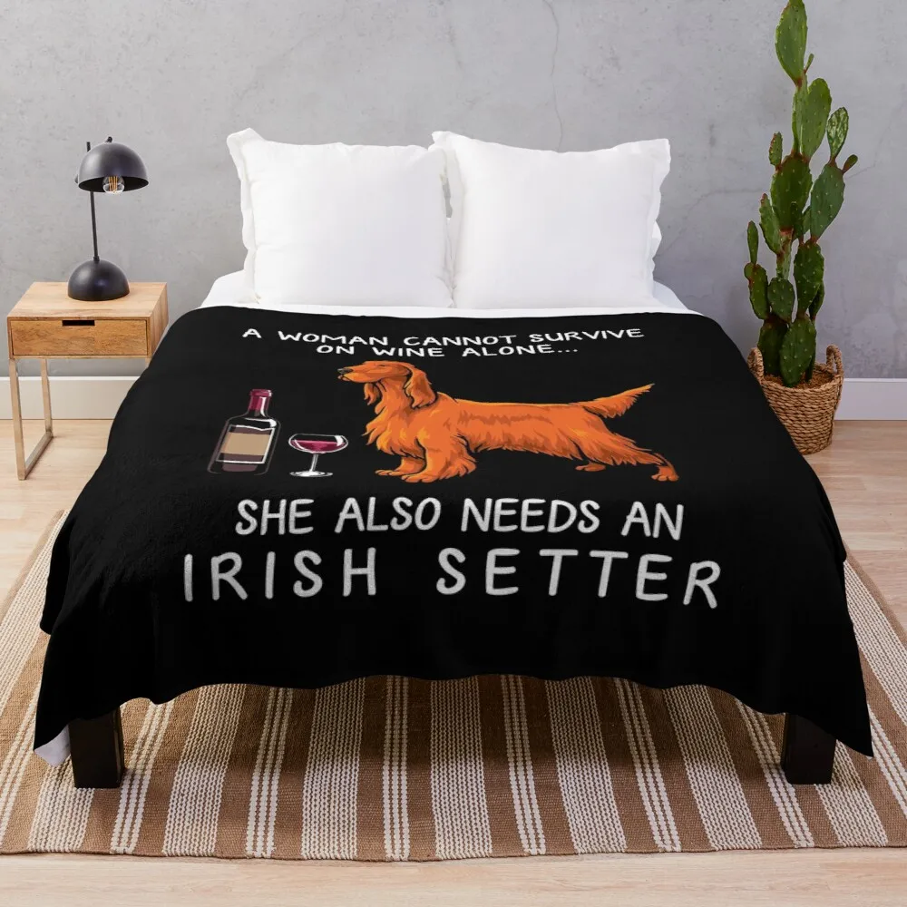 

Irish Setter and wine Funny dog Blanket Fleece Art Print Children Warm Bed Throw Blanket newborn bayby Blanket Boys Adult Gifts
