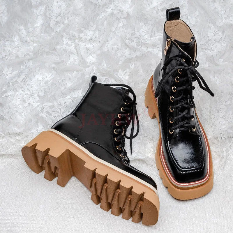 JAYHW Women Genuine Leather Platform Ankle Boots Fashion Lace-Up Thick Heels Pumps Party Working New Woman Martin Boots
JAYHW Women Genuine Leather Platform Ankle Boots Fashion Lace-Up Thick Heels Pumps Party Working New Woman Martin Boots