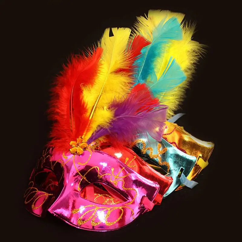 5Pcs/Set Halloween LED Light Up Feather Mask Gold Shining Plated Masquerade Mardi Gras Glow in the Dark Party Favors
5Pcs/Set Halloween LED Light Up Feather Mask Gold Shining Plated Masquerade Mardi Gras Glow in the Dark Party Favors