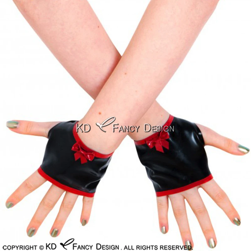 Black And Red Sexy Fingerless Short Latex Gloves With Bows Stripes Rubber Mittens ST-0057
Black And Red Sexy Fingerless Short Latex Gloves With Bows Stripes Rubber Mittens ST-0057