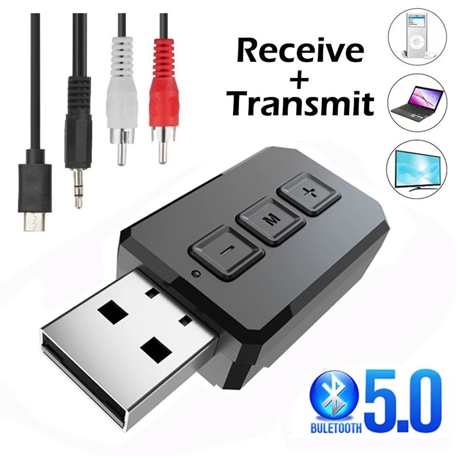 USB Bluetooth 5.0 Audio Receiver Transmitter AUX RCA 3.5MM Jack Stereo Wireless Adapters Dongle With Mic For Car TV PC Headphone
USB Bluetooth 5.0 Audio Receiver Transmitter AUX RCA 3.5MM Jack Stereo Wireless Adapters Dongle With Mic For Car TV PC Headphone