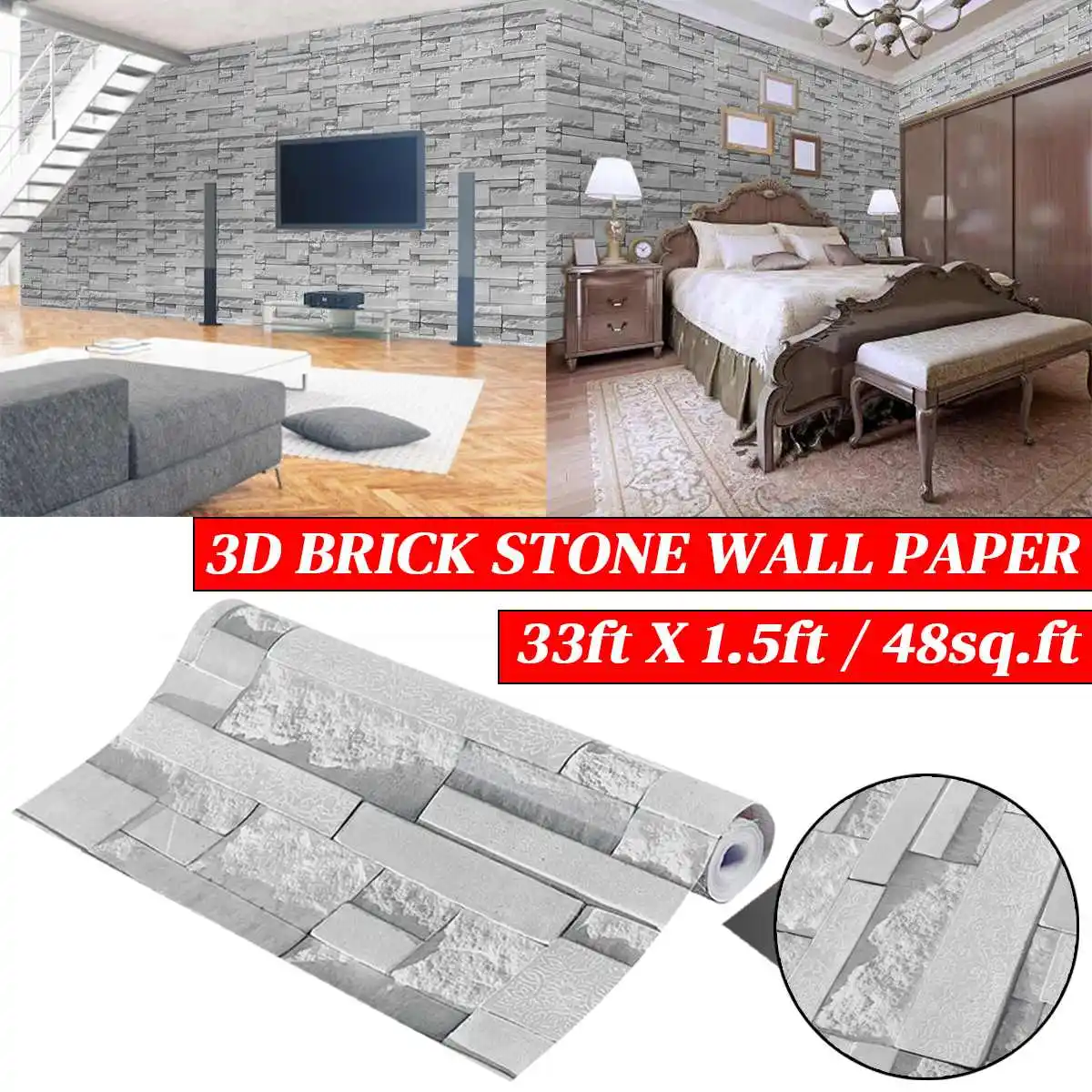 45cm x 10m PVC Self Adhesive Wallpaper Brick Stone 3D Wall Paper Sticker Kitchen Bedroom Living Room TV Background Decor Sticker 
45cm x 10m PVC Self Adhesive Wallpaper Brick Stone 3D Wall Paper Sticker Kitchen Bedroom Living Room TV Background Decor Sticker