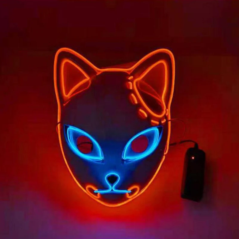 LED Mask Anime Demon Slayer Mascaras Sabito Kamado Makomo Cosplay Cute Masks Halloween Party Costume Props Light For Adult | Дом и сад