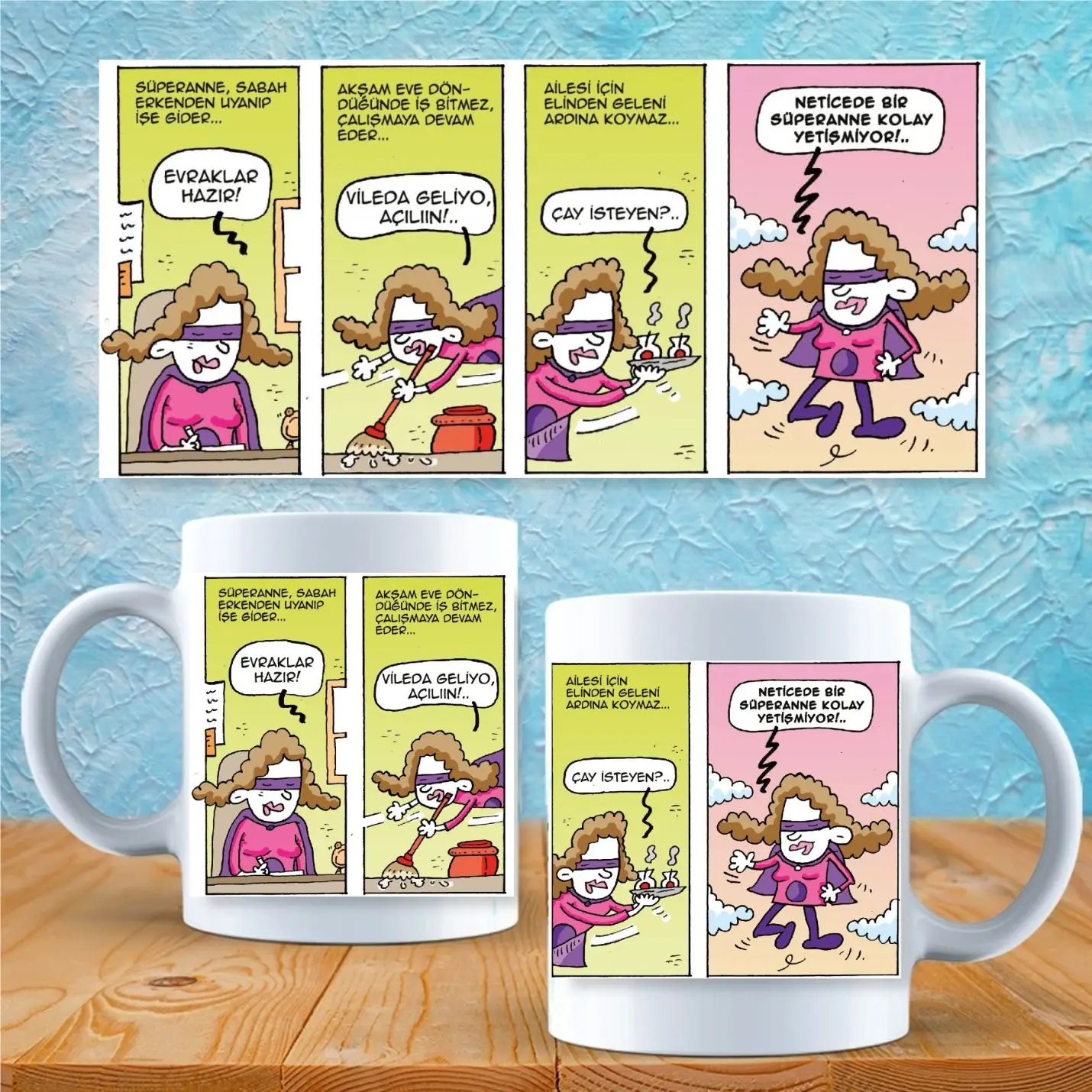 Super Mom Theme Hand Drawing Cartoon Mug 14 
Super Mom Theme Hand Drawing Cartoon Mug 14