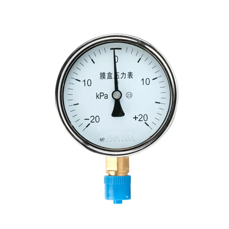 

YE-100 -20~20KPA Air Diaphragm Pressure GaugePhosphor Bronze Film Box Pressure Gauge Positive And Nagative Pressure Meter