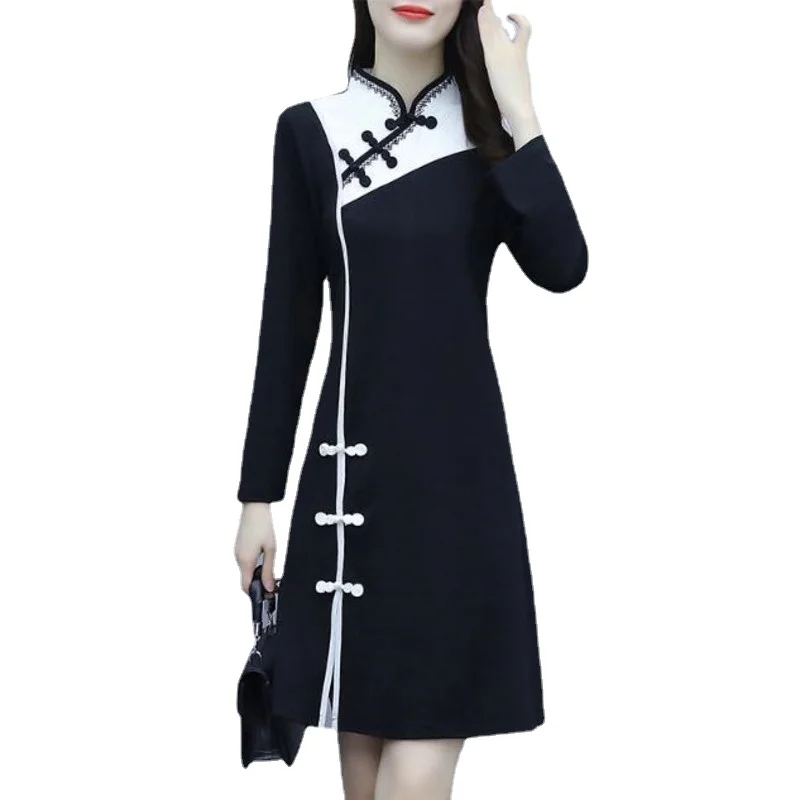 Black Slim Qipao Women Long Sleeve Chinese Dress Hanfu Cheongsam Vintage Robe Orientale Traditional Vestido Chino New
Black Slim Qipao Women Long Sleeve Chinese Dress Hanfu Cheongsam Vintage Robe Orientale Traditional Vestido Chino New