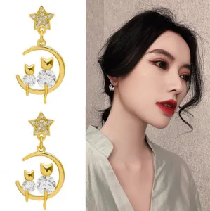 2021 Hot Sale Trend New Style Five-pointed Star Small Cat Dangle Earring Fashion Gold Plated CZ Crystal Women Party Jewelry
2021 Hot Sale Trend New Style Five-pointed Star Small Cat Dangle Earring Fashion Gold Plated CZ Crystal Women Party Jewelry