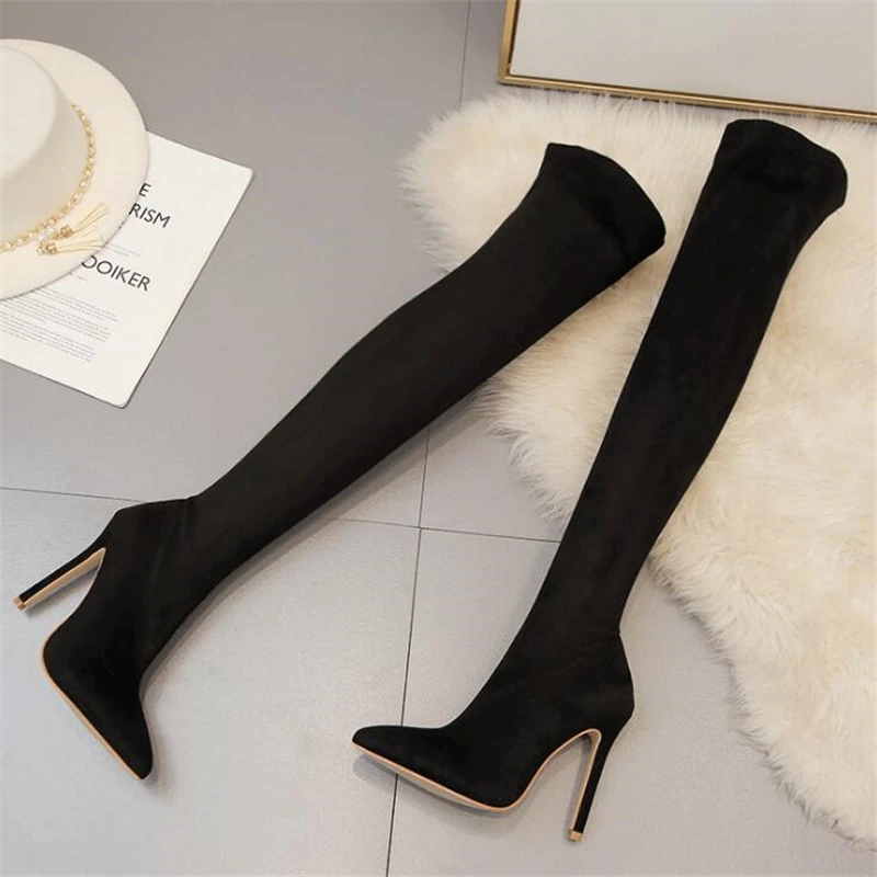 Fashion Pointed Toe Women Stretch Fabric Sock Boots Sexy Thigh High Ladies Thin Heel Shoes Female Over The Knee Boots
Fashion Pointed Toe Women Stretch Fabric Sock Boots Sexy Thigh High Ladies Thin Heel Shoes Female Over The Knee Boots