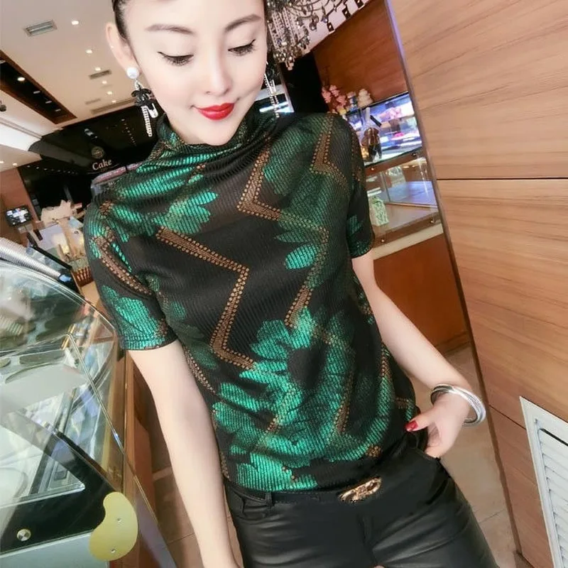 Fashion Turtleneck Short Sleeve Spring Summer New Women Shirts Korean Streetwear Patchwork Blouses Elegant OL Blusas Mujer
Fashion Turtleneck Short Sleeve Spring Summer New Women Shirts Korean Streetwear Patchwork Blouses Elegant OL Blusas Mujer