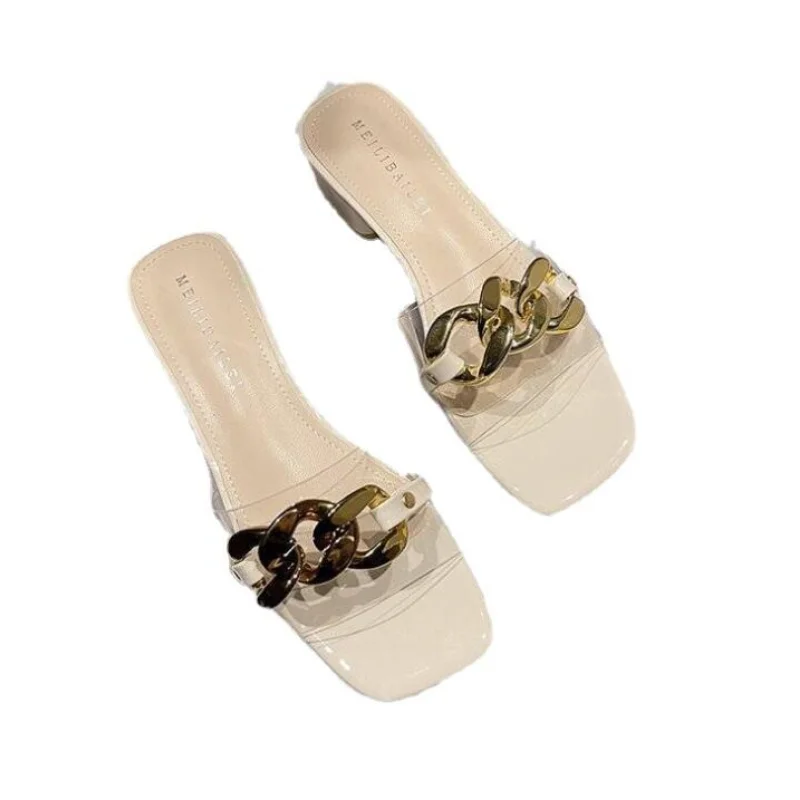 2021 Summer Zapatos Mujer PVC Square Heels Modern Slippers Peep Toe Fashion Novelty Metal Decoration Leisure Party Solid
2021 Summer Zapatos Mujer PVC Square Heels Modern Slippers Peep Toe Fashion Novelty Metal Decoration Leisure Party Solid