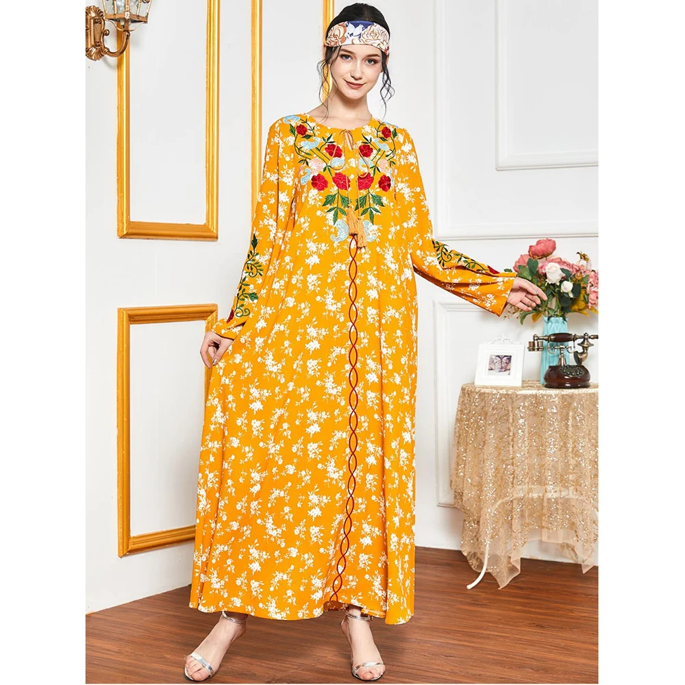 Elegant Muslim Women Floral Printed Long Dress Abaya Ethnic Long Sleeve Autumn Maxi Robe Ramadan Islamic Gown Vintage Dubai New
Elegant Muslim Women Floral Printed Long Dress Abaya Ethnic Long Sleeve Autumn Maxi Robe Ramadan Islamic Gown Vintage Dubai New