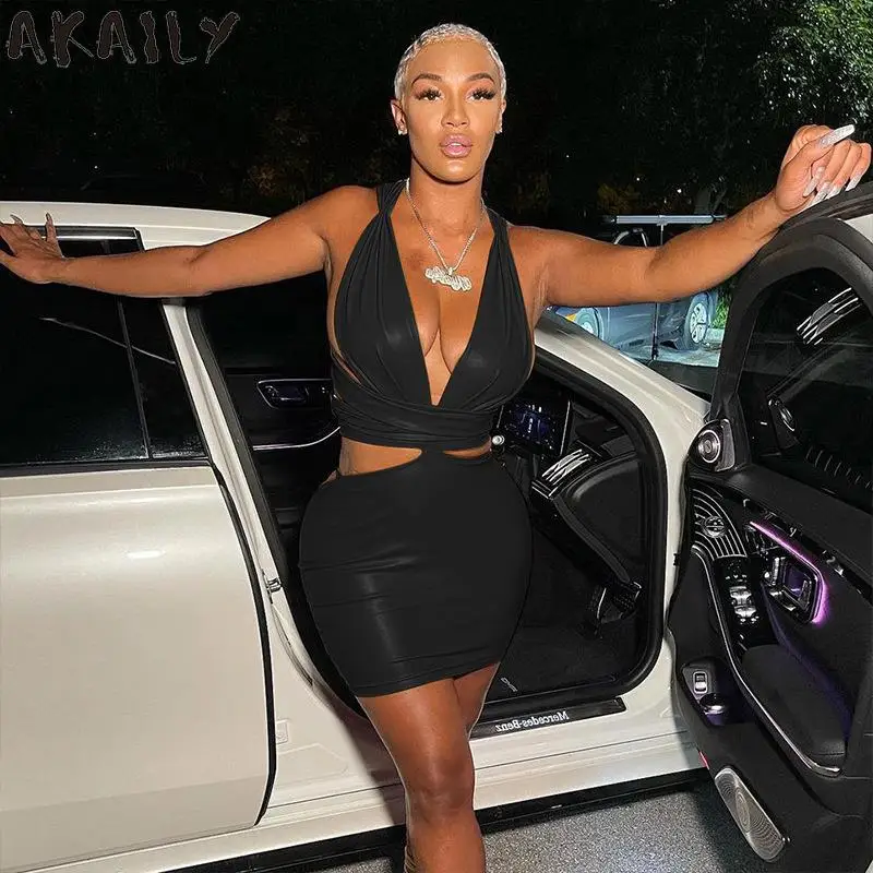 Akaily Black Leather Dresses For Women 2021 Party Club Hollow Out Sexy Bodycon Dress Female Backless Bandage Summer Mini Dress
Akaily Black Leather Dresses For Women 2021 Party Club Hollow Out Sexy Bodycon Dress Female Backless Bandage Summer Mini Dress