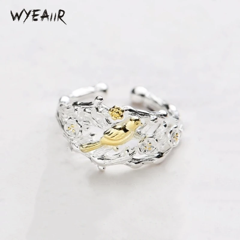 WYEAIIR Literary Golden Bird Branch Retro Creative Fashion Sweet Fresh 925 Sterling Silver Female Resizable Opening Rings
WYEAIIR Literary Golden Bird Branch Retro Creative Fashion Sweet Fresh 925 Sterling Silver Female Resizable Opening Rings