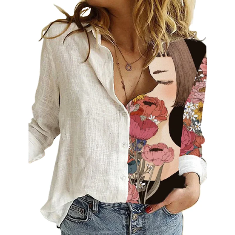 Plus Size Women Sunflower and Girl Print White Button Shirts Autumn New Bohemian Blouses For Women 2020 Blusas Shirt Femininas
Plus Size Women Sunflower and Girl Print White Button Shirts Autumn New Bohemian Blouses For Women 2020 Blusas Shirt Femininas