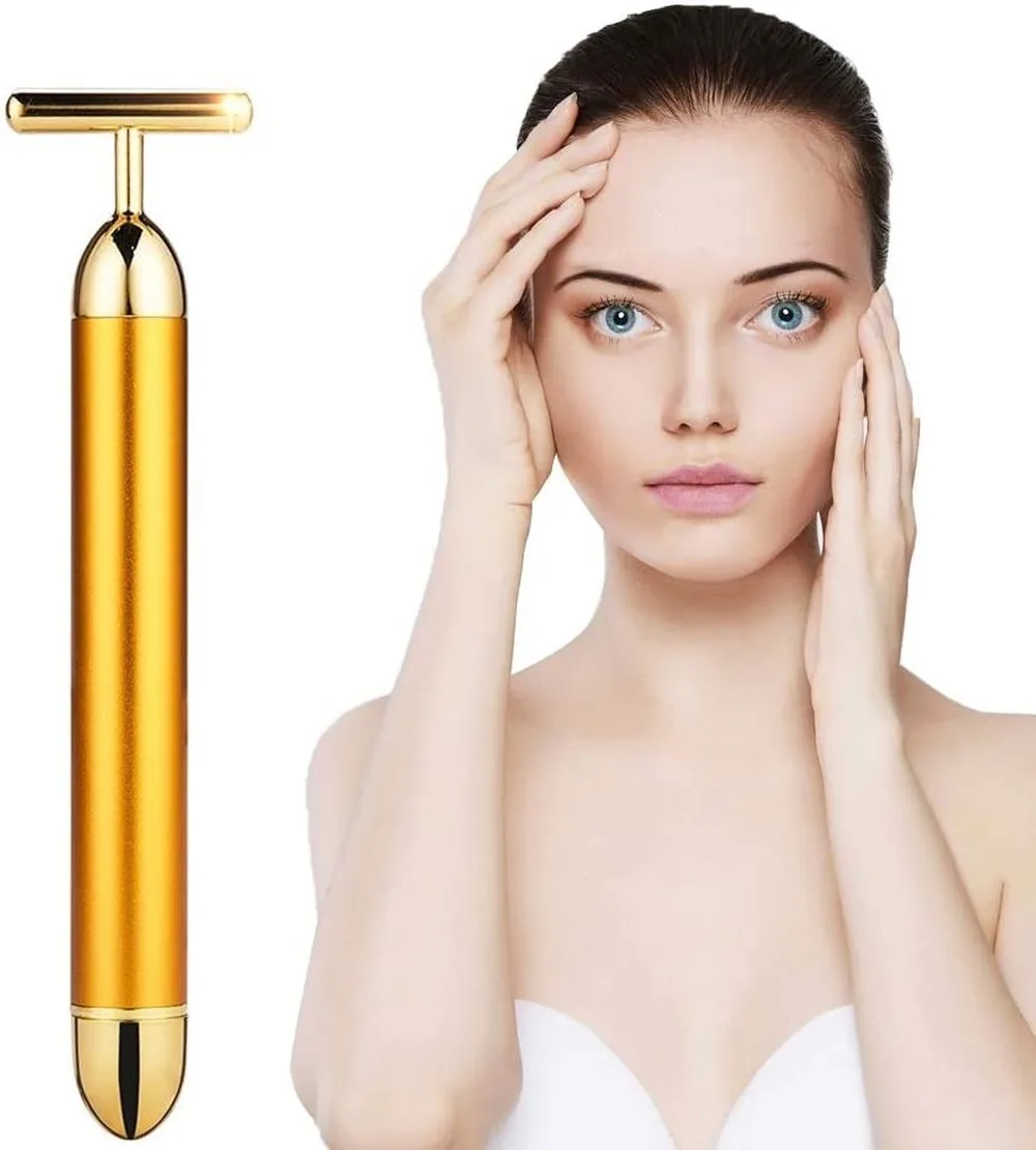 24k Golden Facial Massager T Bar Electronic Face Roller Vibrating Massage Face Lifting Anti-aging Skin Tightening Wrinkles
24k Golden Facial Massager T Bar Electronic Face Roller Vibrating Massage Face Lifting Anti-aging Skin Tightening Wrinkles