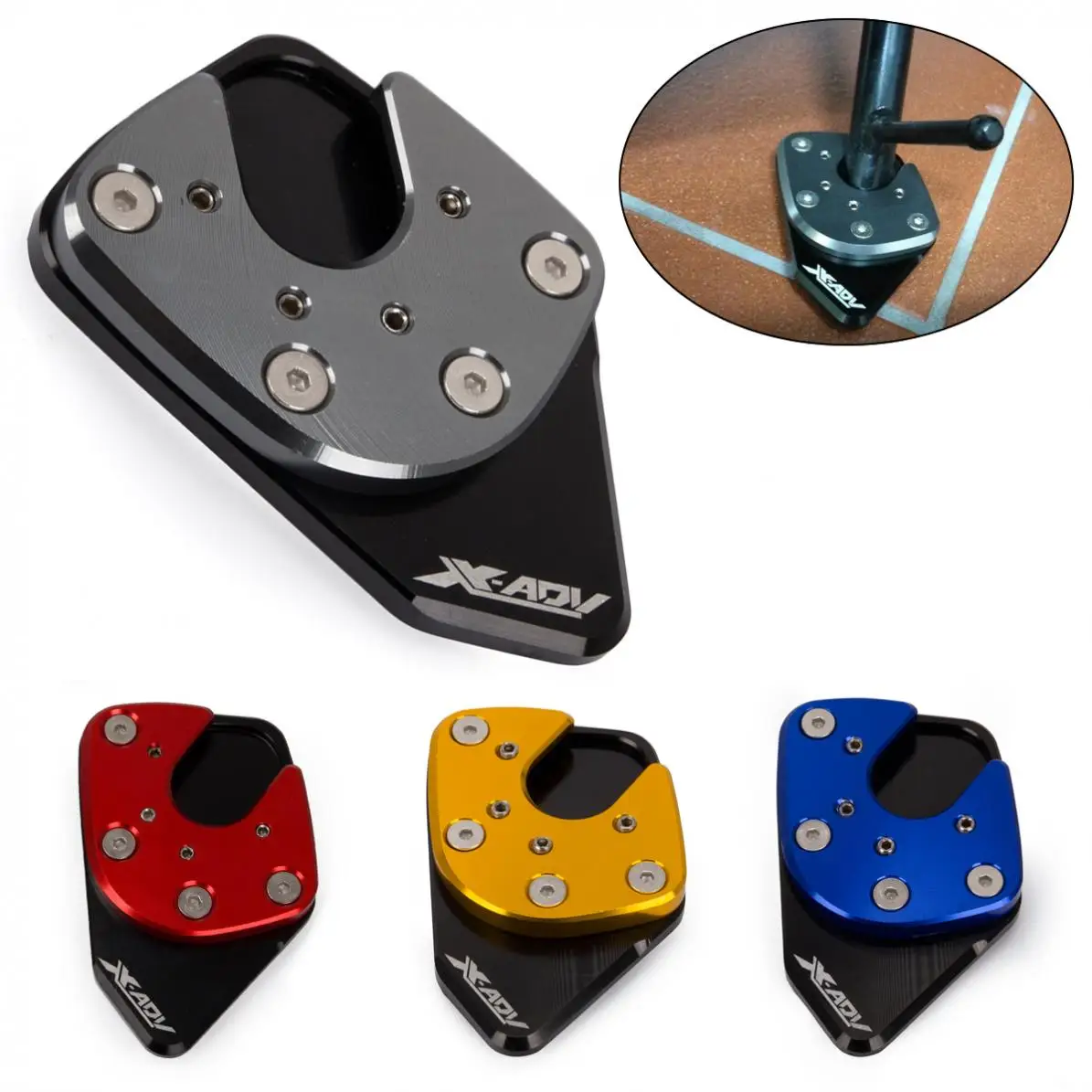 CNC Aluminum Motorcycle Kickstand Non-slip Foot Plate Side Stand Extension Pad Support Plate Modification for X-ADV
CNC Aluminum Motorcycle Kickstand Non-slip Foot Plate Side Stand Extension Pad Support Plate Modification for X-ADV