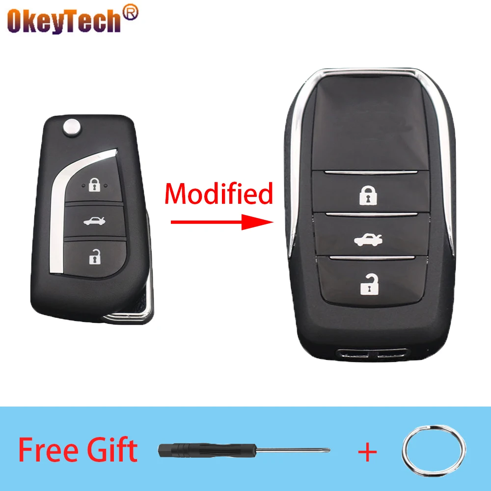 Okeytech 3 Buttons Modified Flip Remote Car Key Cover Case Shell Fob For Toyota Corolla Camry Crown RAV4 Auris Yaris Avalon
Okeytech 3 Buttons Modified Flip Remote Car Key Cover Case Shell Fob For Toyota Corolla Camry Crown RAV4 Auris Yaris Avalon