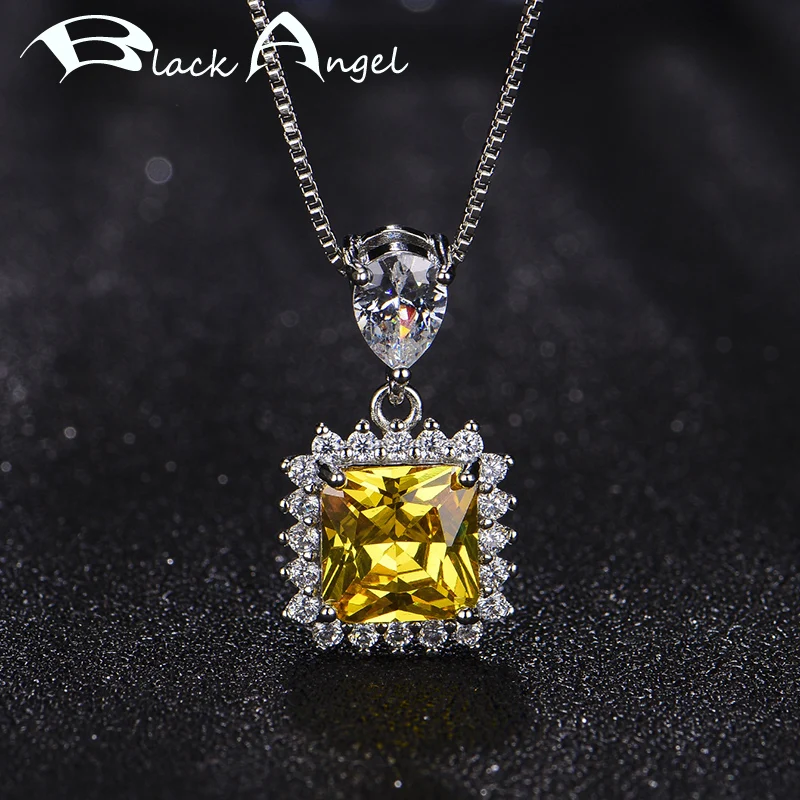 BLACK ANGEL Fashion 925 Silver Luxury Square Created Citrine Pink Spinel Gemstone Pendant Necklace For Women Jewelry Wedding Gif
BLACK ANGEL Fashion 925 Silver Luxury Square Created Citrine Pink Spinel Gemstone Pendant Necklace For Women Jewelry Wedding Gif