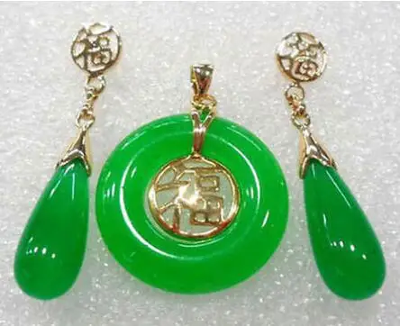Wholesale price Jewelry GreenJade stone Fortune Round Women Pendant Chain Necklace Drop Earrings Set
Wholesale price Jewelry GreenJade stone Fortune Round Women Pendant Chain Necklace Drop Earrings Set