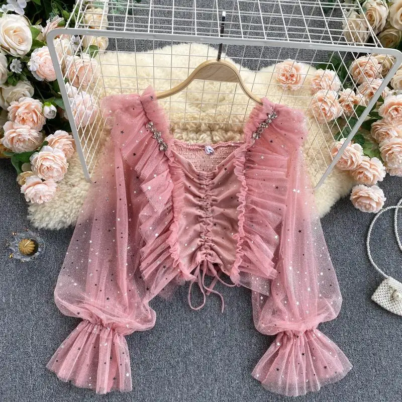 Solid Pink summer crop top women V Neck Strapless Sexy club party tank top Puff Sleeves Twill backless Chic Tops
Solid Pink summer crop top women V Neck Strapless Sexy club party tank top Puff Sleeves Twill backless Chic Tops